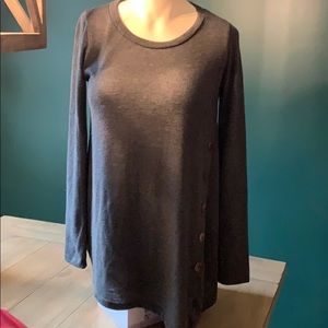 Charcoal gray lightweight sweater w/ button detail
